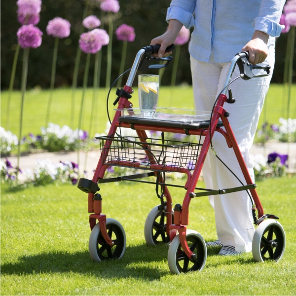 Lightweight Walking Frame 4 Wheel Rollator Walker Mobility Aid Tray